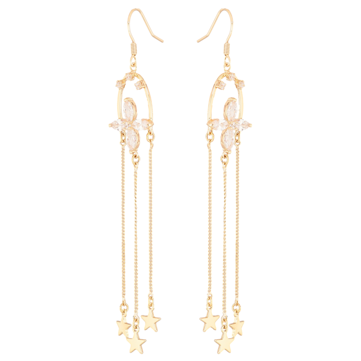 Серьги Xuping M&L Цвет 18K французский замок Подвески с кристальными цветами и звездами фото №23