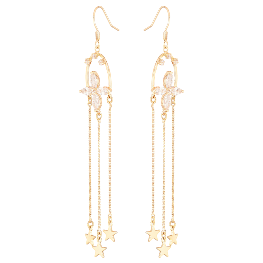 Серьги Xuping M&L Цвет 18K французский замок Подвески с кристальными цветами и звездами фото №1 Серьги Xuping M&L Цвет 18K французский замок Подвески с кристальными цветами и звездами фото №1