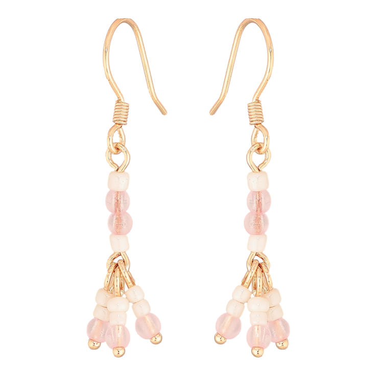 Серьги Xuping M&L Цвет 18K французский замок Подвески с бело-розовым бисером фото №5 Серьги Xuping M&L Цвет 18K французский замок Подвески с бело-розовым бисером фото №5