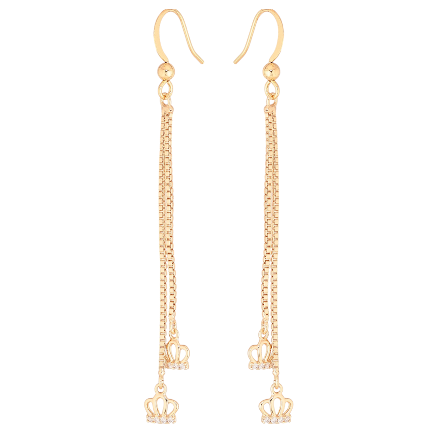 Серьги Xuping M&L Цвет 18K французский замок Короны на цепочках фото №1 Серьги Xuping M&L Цвет 18K французский замок Короны на цепочках фото №1