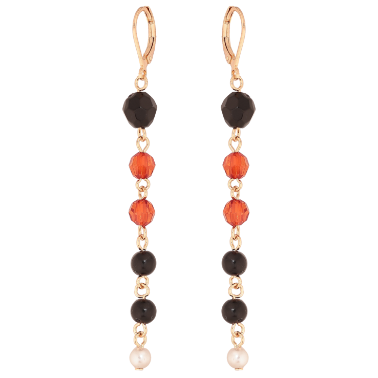 Серьги Xuping M&L Цвет 18K французский замок Подвески с черно-красными бусинами фото №15 Серьги Xuping M&L Цвет 18K французский замок Подвески с черно-красными бусинами фото №15