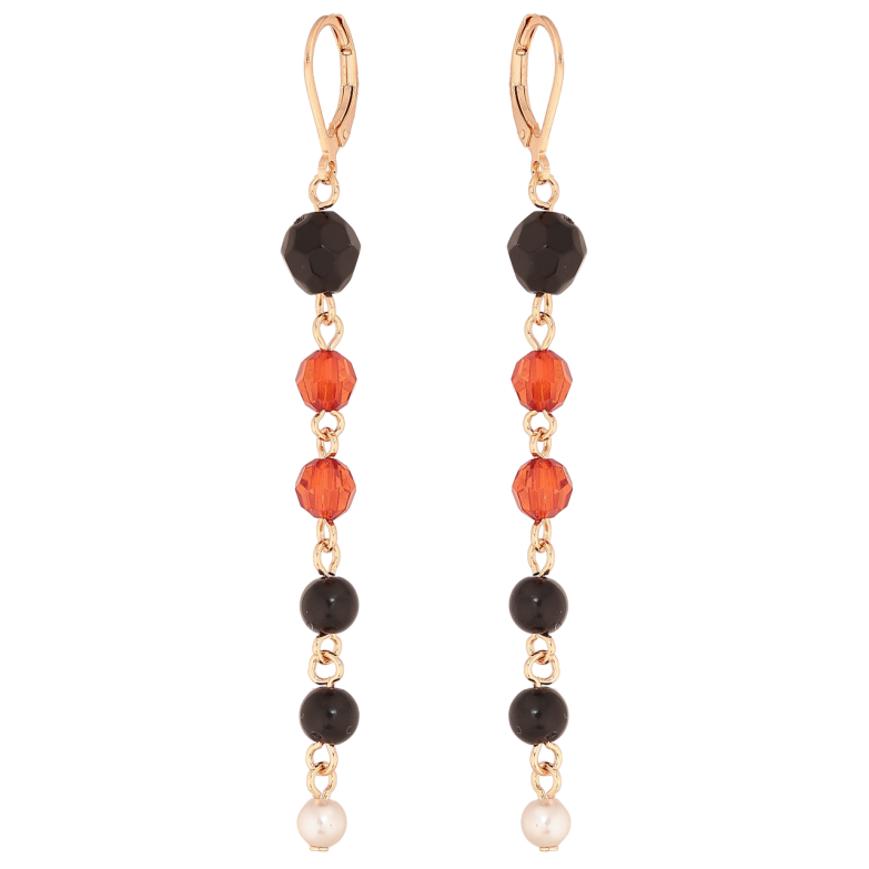 Сережки Xuping M&L Колір 18K французький замок Підвіски з чорно-червоними намистинами фото №1 Сережки Xuping M&L Колір 18K французький замок Підвіски з чорно-червоними намистинами фото №1