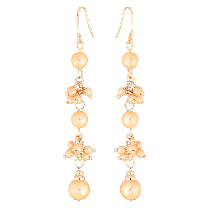 Серьги Xuping M&L Цвет 18K французский замок Подвески с золотистыми бусинами фото №7 Серьги Xuping M&L Цвет 18K французский замок Подвески с золотистыми бусинами фото №7