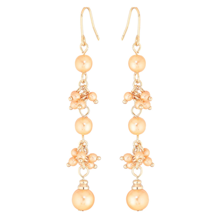 Серьги Xuping M&L Цвет 18K французский замок Подвески с золотистыми бусинами фото №1 Серьги Xuping M&L Цвет 18K французский замок Подвески с золотистыми бусинами фото №1