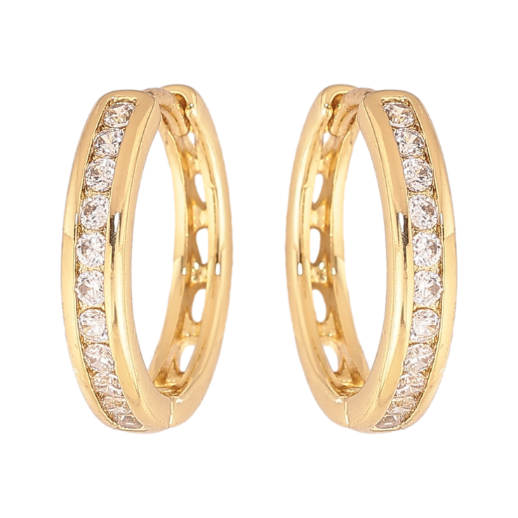 Сережки Xuping колір Позолота 14K колечка Доріжки кристалів фото №5