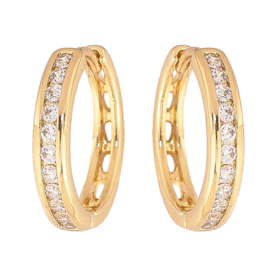 Сережки Xuping колір Позолота 14K колечка Доріжки кристалів фото №1 Сережки Xuping колір Позолота 14K колечка Доріжки кристалів фото №1