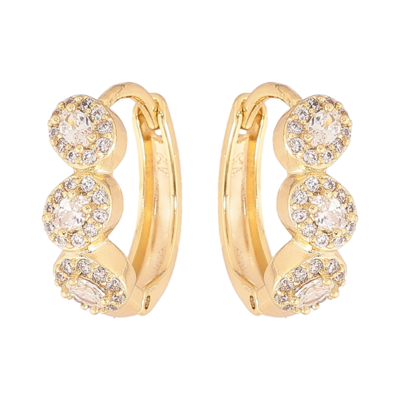 Серьги Xuping цвет Позолота 14K колечки Инкрустация кристаллами фото №1