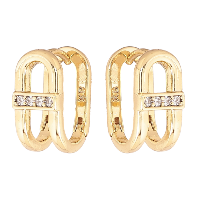 Серьги Xuping цвет Позолота 14K колечки Декоративный узор с кристаллами фото №4