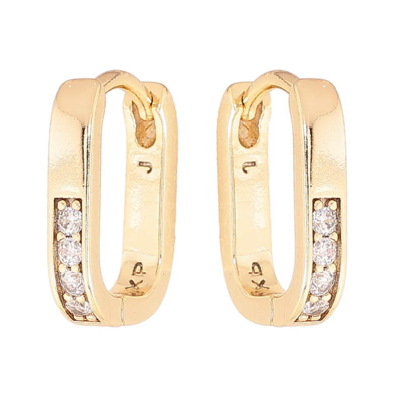 Серьги Xuping цвет Позолота 14K колечки Дорожки кристаллов фото №1