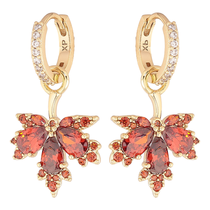 Серьги Xuping цвет Позолота 14K подвески на колечках Листочки с красными кристаллами 2 в 1 фото №19 Серьги Xuping цвет Позолота 14K подвески на колечках Листочки с красными кристаллами 2 в 1 фото №19
