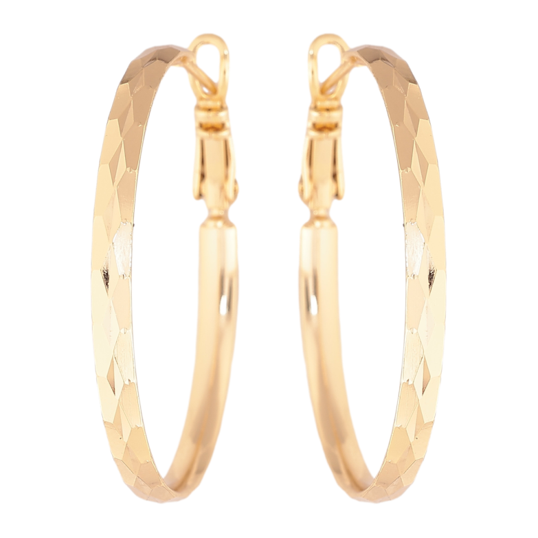 Сережки Xuping колір Позолота 14K кільця (конго) Декоративний візерунок ø 3.5см фото №2 Сережки Xuping колір Позолота 14K кільця (конго) Декоративний візерунок ø 3.5см фото №2