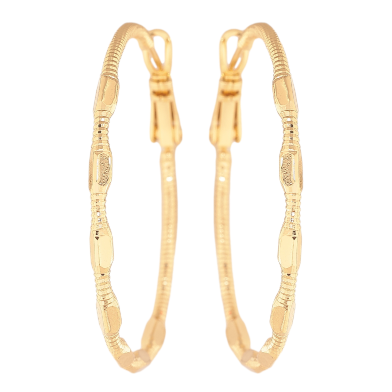 Сережки Xuping колір Позолота 14K кільця (конго) Декоративний візерунок ø 4см фото №1 Сережки Xuping колір Позолота 14K кільця (конго) Декоративний візерунок ø 4см фото №1
