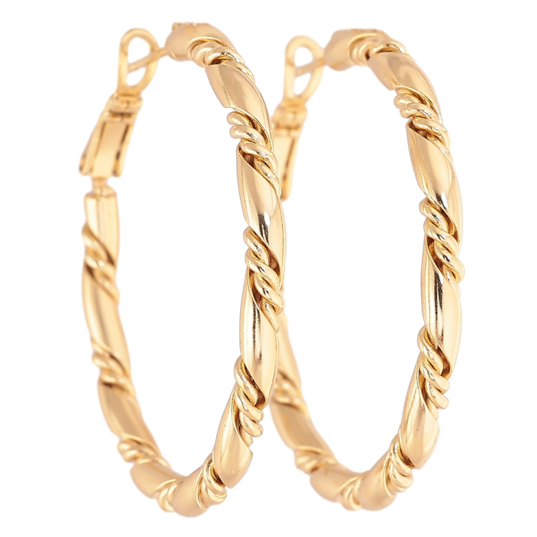 Сережки Xuping колір Позолота 14K кільця (конго) Декоративний візерунок ø 4см фото №1 Сережки Xuping колір Позолота 14K кільця (конго) Декоративний візерунок ø 4см фото №1