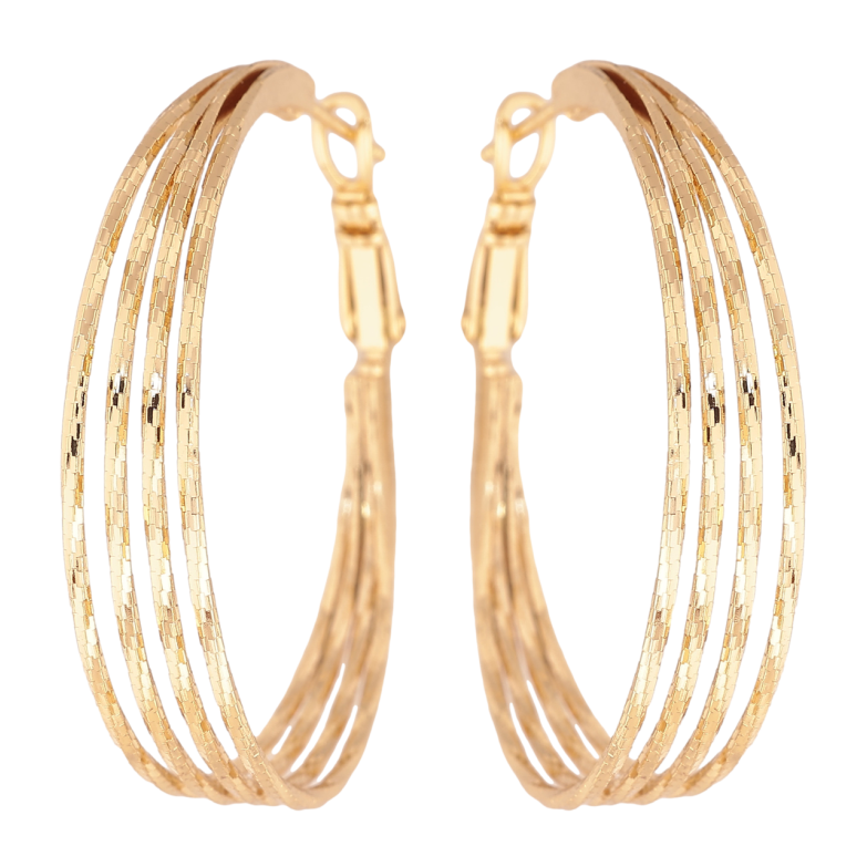 Сережки Xuping колір Позолота 14K кільця (конго) Декоративний візерунок ø 4см фото №6
