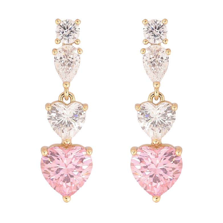 Сережки Xuping колір Позолота 14K пусети Кристальні сердечка фото №8 Сережки Xuping колір Позолота 14K пусети Кристальні сердечка фото №8