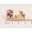 Сережки Xuping колір Позолота 14K пусети Асиметричні прямокутники з бузковими кристалами фото №2 Сережки Xuping колір Позолота 14K пусети Асиметричні прямокутники з бузковими кристалами фото №2