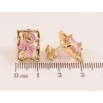 Сережки Xuping колір Позолота 14K пусети Асиметричні прямокутники з рожевими кристалами фото №2 Сережки Xuping колір Позолота 14K пусети Асиметричні прямокутники з рожевими кристалами фото №2
