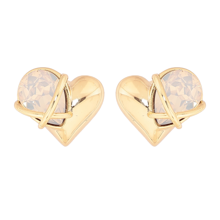 Сережки Xuping колір Позолота 14K пусети Сердечка з білими кристалами фото №10