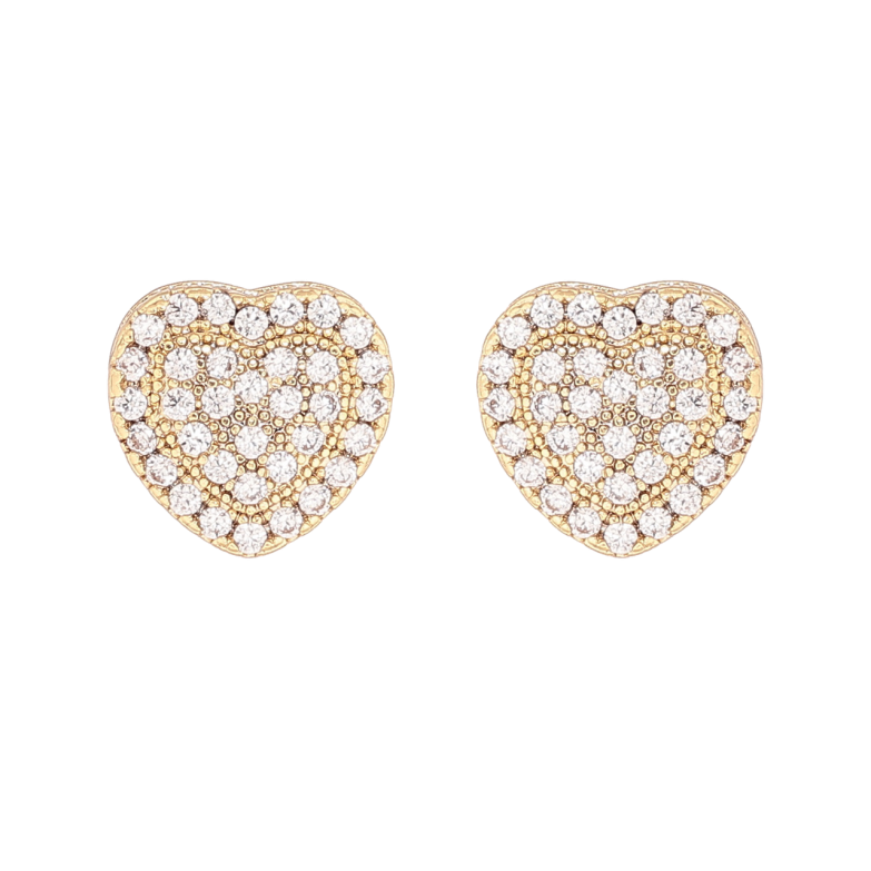 Серьги Xuping цвет Позолота 14K пусеты Сердечки с инкрустацией кристаллами фото №1