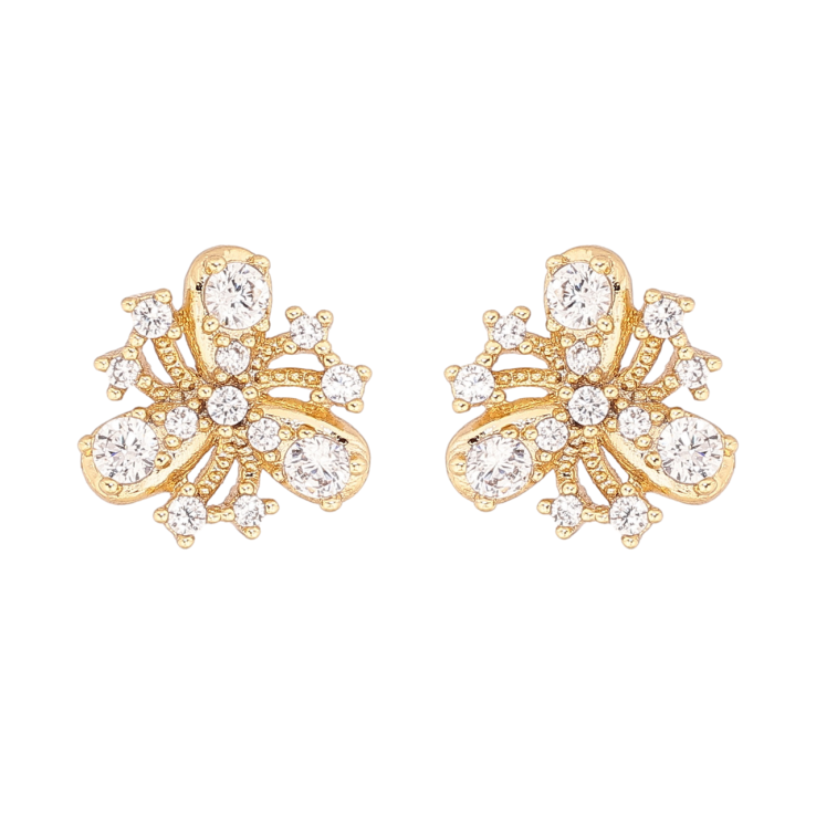 Сережки Xuping колір Позолота 14K пусети Декоративні квіточки з кристалами фото №21