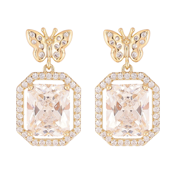 Сережки Xuping колір Позолота 14K пусети Метелики з кристальними підвісками фото №24 Сережки Xuping колір Позолота 14K пусети Метелики з кристальними підвісками фото №24