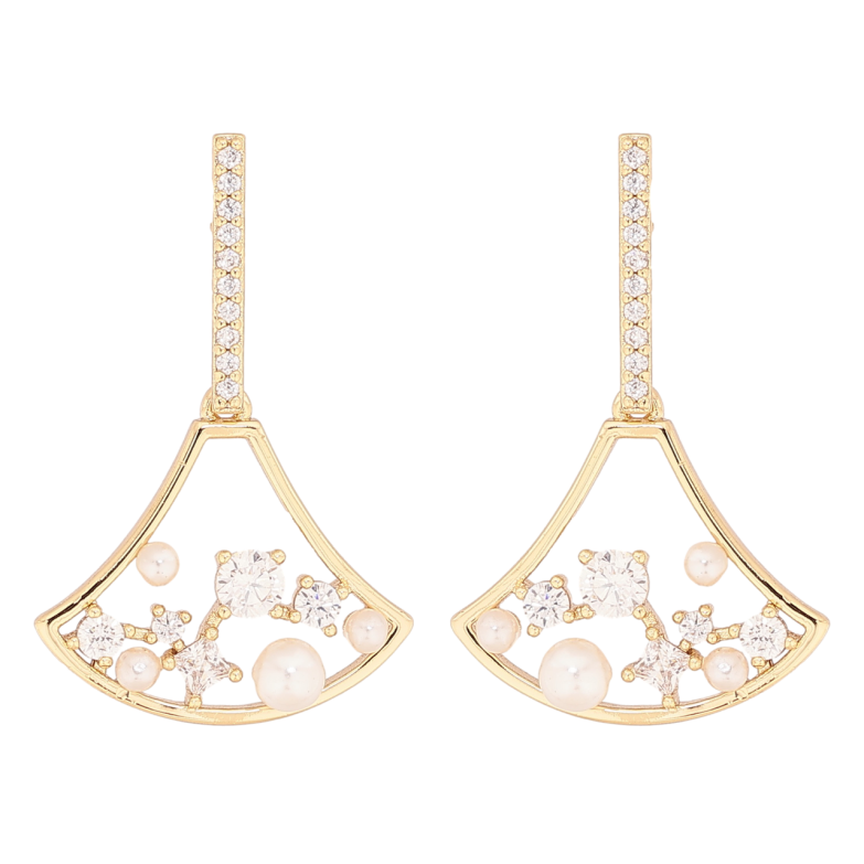 Сережки Xuping колір Позолота 14K пусети Підвіски з кристалами та перлинками фото №19 Сережки Xuping колір Позолота 14K пусети Підвіски з кристалами та перлинками фото №19