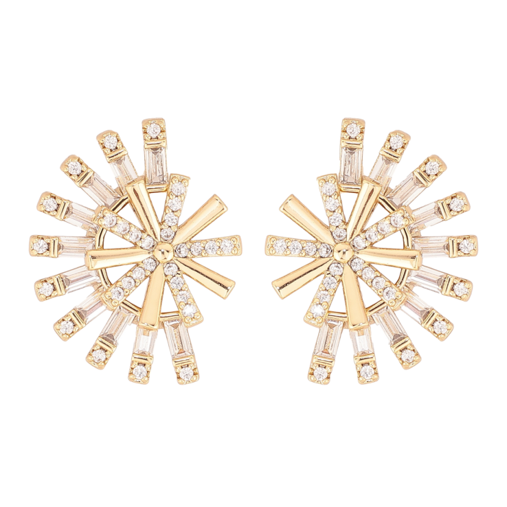 Сережки Xuping колір Позолота 14K пусети Декоративний візерунок з кристалами фото №21