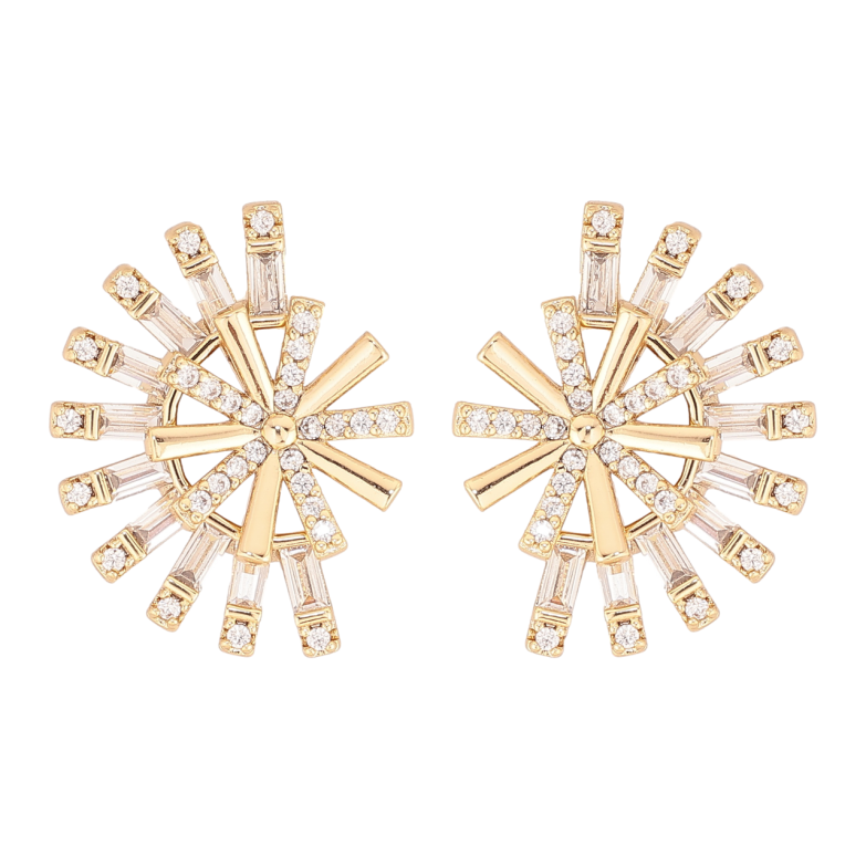 Сережки Xuping колір Позолота 14K пусети Декоративний візерунок з кристалами фото №2 Сережки Xuping колір Позолота 14K пусети Декоративний візерунок з кристалами фото №2