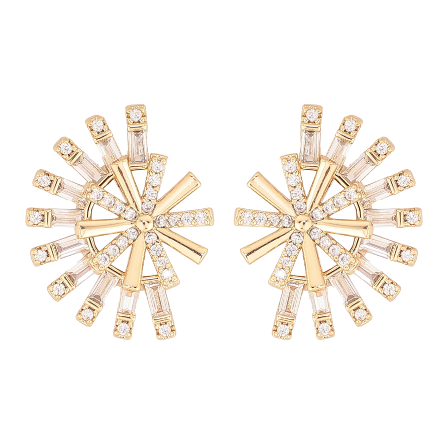 Сережки Xuping колір Позолота 14K пусети Декоративний візерунок з кристалами фото №1 Сережки Xuping колір Позолота 14K пусети Декоративний візерунок з кристалами фото №1