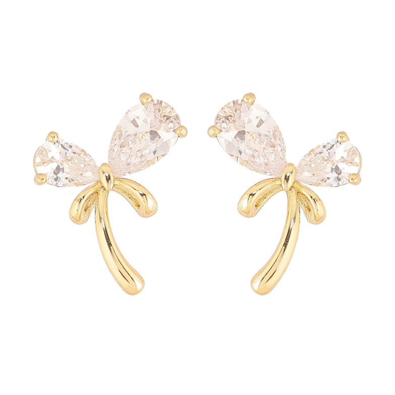 Серьги Xuping цвет Позолота 14K пусеты Кристальные банты фото №1 Серьги Xuping цвет Позолота 14K пусеты Кристальные банты фото №1