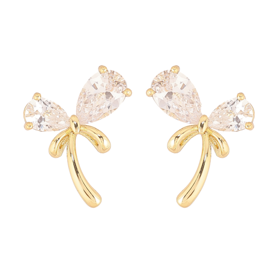 Сережки Xuping колір Позолота 14K пусети Кристальні банти фото №1 Сережки Xuping колір Позолота 14K пусети Кристальні банти фото №1