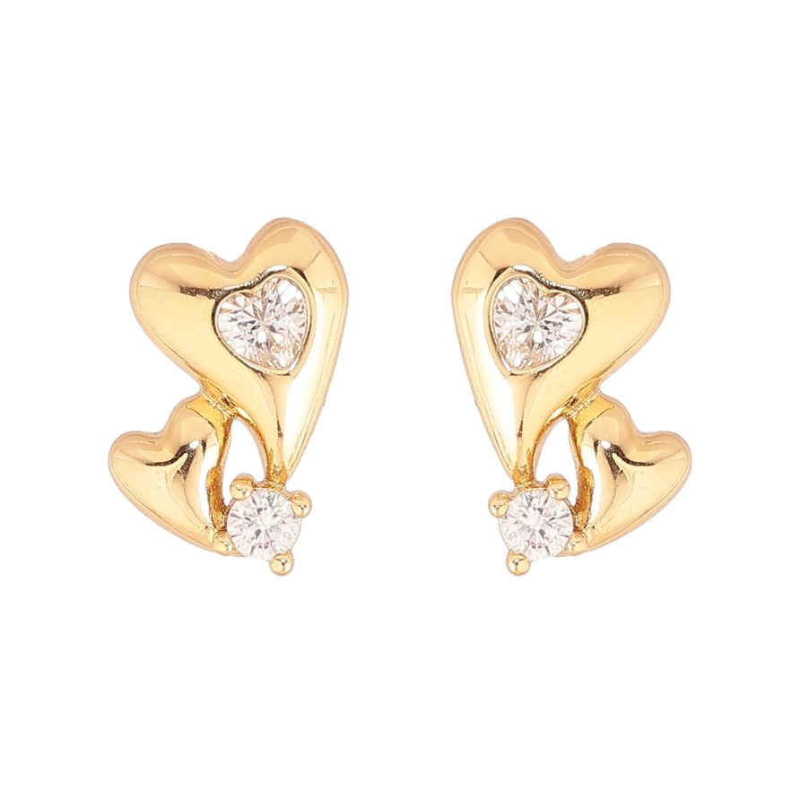 Сережки Xuping колір Позолота 14K пусети Сердечки з кристалами фото №1 Сережки Xuping колір Позолота 14K пусети Сердечки з кристалами фото №1