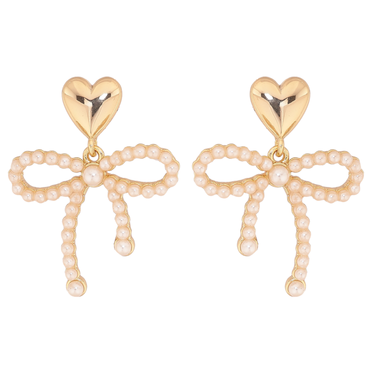 Сережки Xuping колір Позолота 14K пусети Сердечка з підвісками бантики фото №9