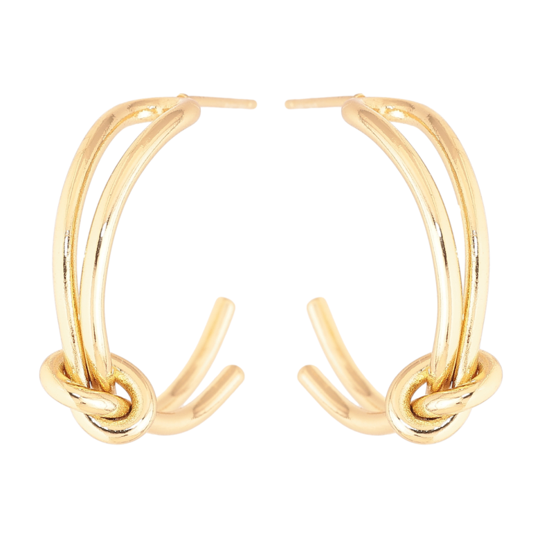 Сережки Xuping колір Позолота 14K пусети Дуги з вузликами фото №4 Сережки Xuping колір Позолота 14K пусети Дуги з вузликами фото №4
