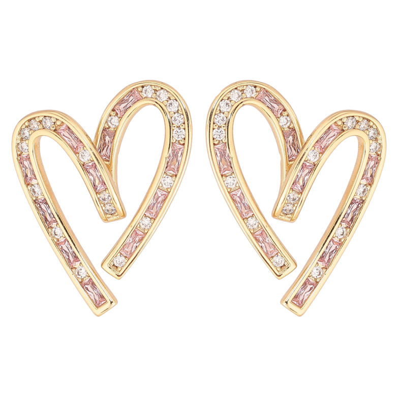 Сережки Xuping колір Позолота 14K пусети Сердечка з біло-рожевими кристалами фото №3 Сережки Xuping колір Позолота 14K пусети Сердечка з біло-рожевими кристалами фото №3