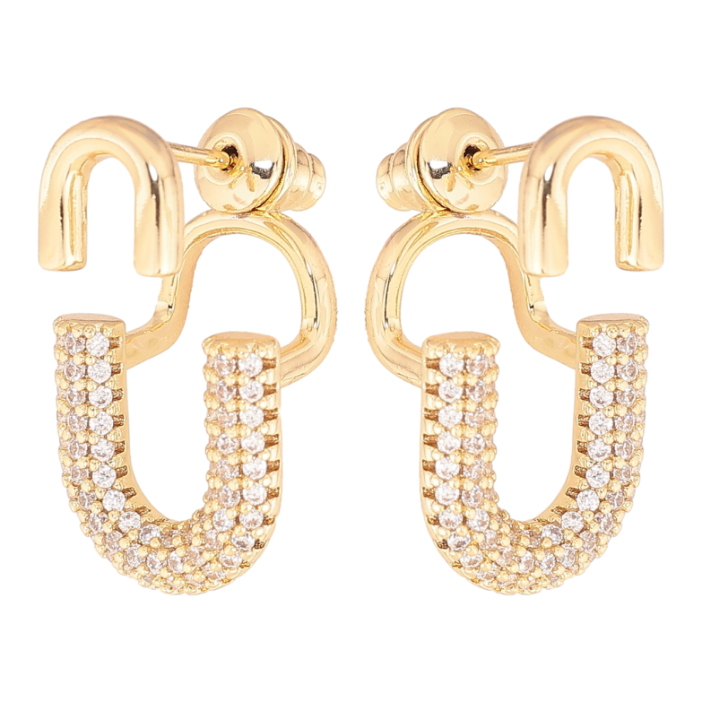 Сережки Xuping колір Позолота 14K джекети Декоративний візерунок з інкрустацією кристалами фото №3 Сережки Xuping колір Позолота 14K джекети Декоративний візерунок з інкрустацією кристалами фото №3