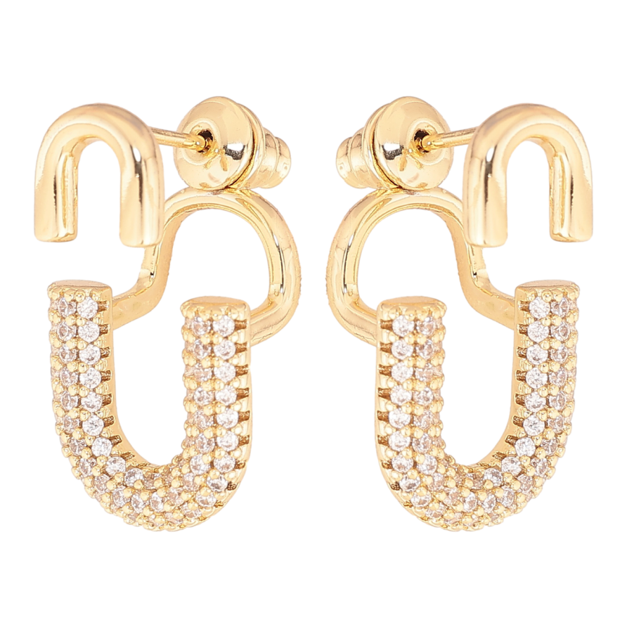 Сережки Xuping колір Позолота 14K джекети Декоративний візерунок з інкрустацією кристалами фото №1 Сережки Xuping колір Позолота 14K джекети Декоративний візерунок з інкрустацією кристалами фото №1