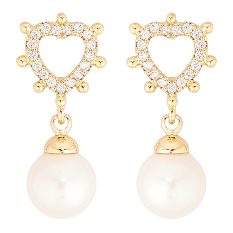 Сережки Xuping колір Позолота 14K пусети Сердечка з перлинними підвісками фото №11 Сережки Xuping колір Позолота 14K пусети Сердечка з перлинними підвісками фото №11