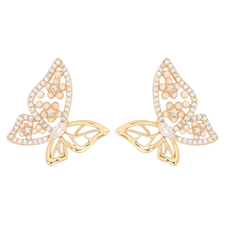 Сережки Xuping колір Позолота 14K пусети Метелики фото №12