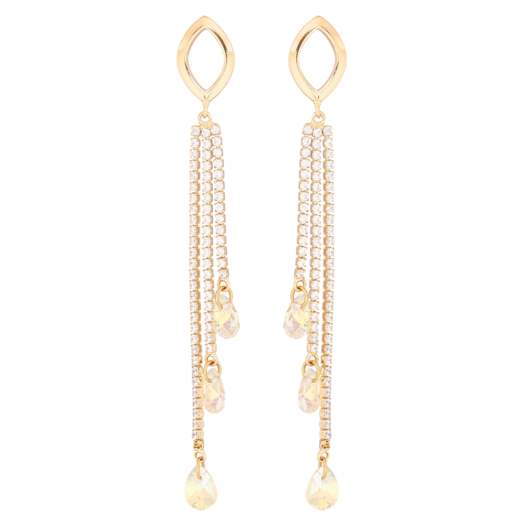 Сережки Xuping колір Позолота 18K з кристалами Swarovski пусети Кристальні підвіски фото №2