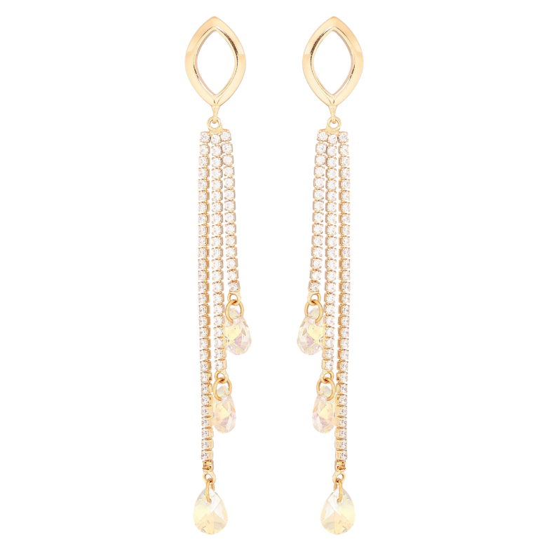 Серьги Xuping цвет Позолота 14K с кристаллами Swarovski пусеты Кристальные подвески фото №10