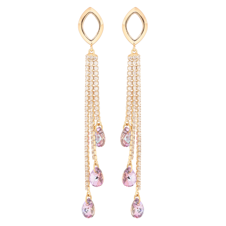 Серьги Xuping цвет Позолота 14K с кристаллами Swarovski пусеты Кристальные подвески Paradise Shine фото №3