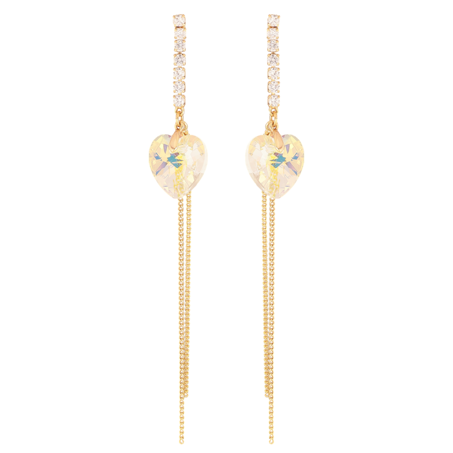 Сережки Xuping колір Позолота 18K з кристалами Swarovski пусети Кристальні підвіски Shimmer фото №1