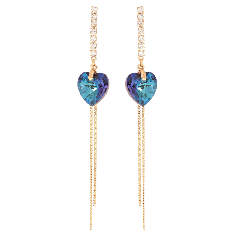 Сережки Xuping колір Позолота 18K з кристалами Swarovski пусети Кристальні підвіски Bermuda Blue фото №1 Сережки Xuping колір Позолота 18K з кристалами Swarovski пусети Кристальні підвіски Bermuda Blue фото №1