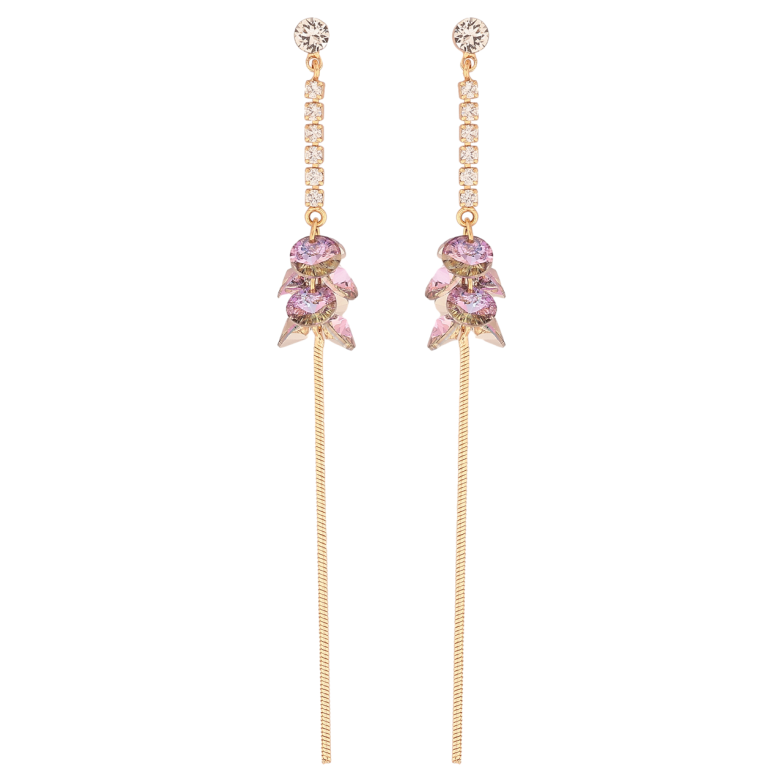 Серьги Xuping цвет Позолота 14K с кристаллами Swarovski пусеты Кристальные подвески Paradise Shine фото №4
