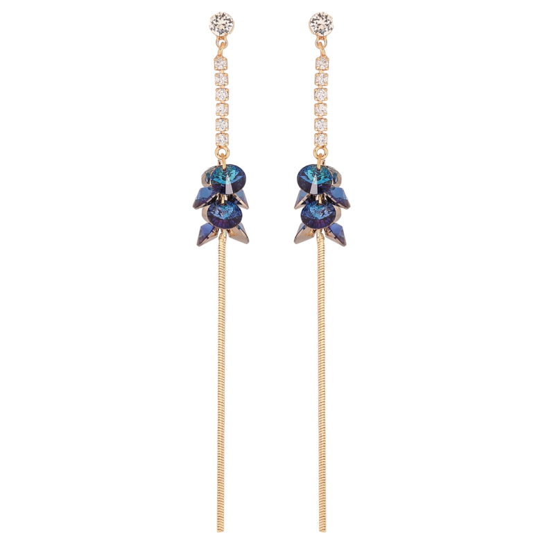 Серьги Xuping цвет Позолота 14K с кристаллами Swarovski пусеты Кристальные подвески Bermuda Blue фото №1 Серьги Xuping цвет Позолота 14K с кристаллами Swarovski пусеты Кристальные подвески Bermuda Blue фото №1
