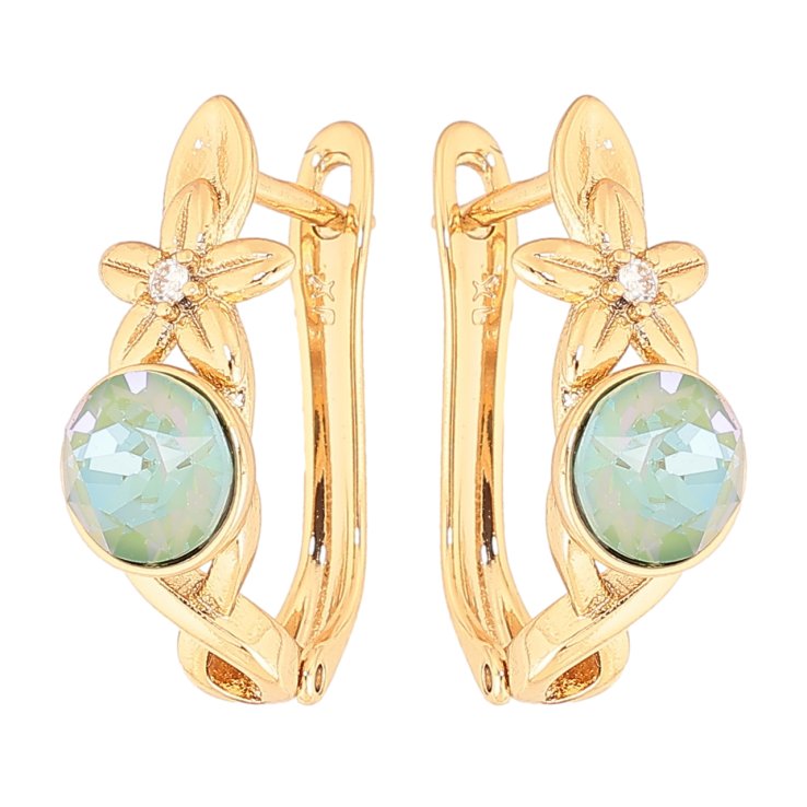 Сережки Xuping колір Позолота 18K з кристалами Swarovski англійський замок Квітковий візерунок з кристалом фото №12