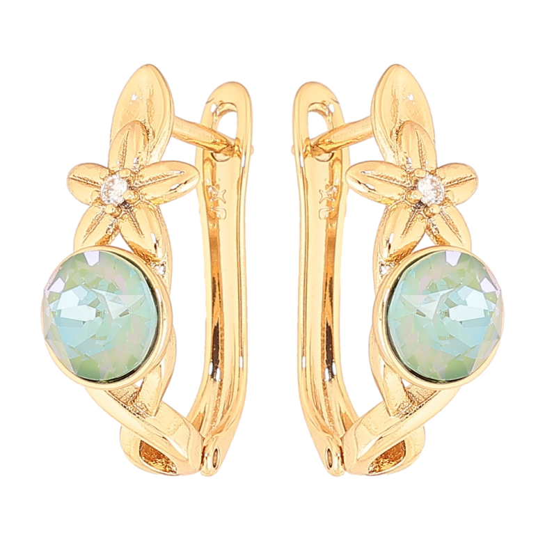 Серьги Xuping цвет Позолота 14K с кристаллами Swarovski английский замок Цветочный узор с кристаллом фото №13