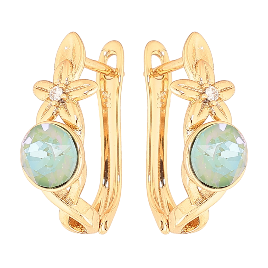 Сережки Xuping колір Позолота 18K з кристалами Swarovski англійський замок Квітковий візерунок з кристалом фото №1