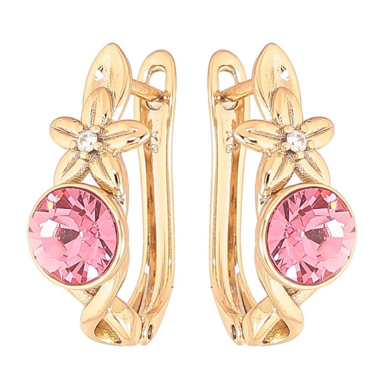 Серьги Xuping цвет Позолота 14K с кристаллами Swarovski английский замок Цветочный узор с кристаллом Rose фото №5